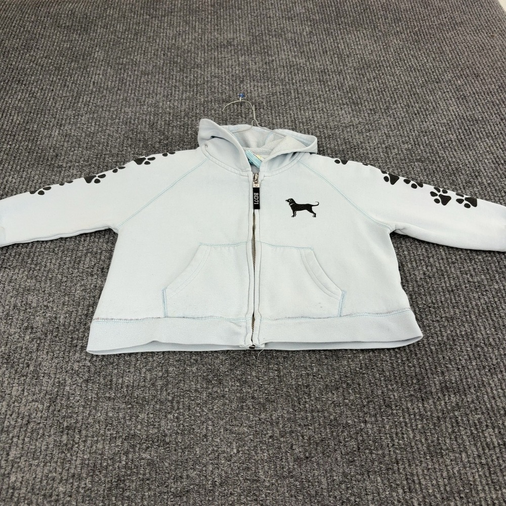 The Black Dog Hoodie Kids 4T Light Blue Cotton Blend Paw Print Full Zip Casual